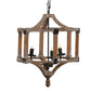 A&B Home Bundle of 9 Andreas 20" x 25" 3-Light Whitewash Round Wooden Chandelier With Black Metal Corner Brackets