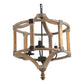 A&B Home Bundle of 9 Andreas 20" x 25" 3-Light Whitewash Round Wooden Chandelier With Black Metal Corner Brackets