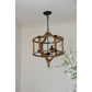 A&B Home Bundle of 9 Andreas 20" x 25" 3-Light Whitewash Round Wooden Chandelier With Black Metal Corner Brackets