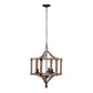 A&B Home Bundle of 9 Andreas 20" x 25" 3-Light Whitewash Round Wooden Chandelier With Black Metal Corner Brackets