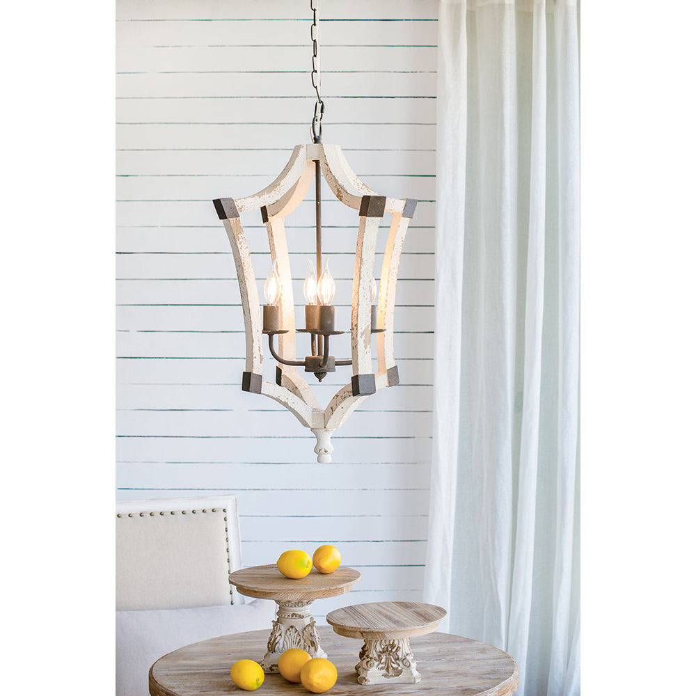 A&B Home Bundle of 9 Andreas Winged 18" x 27" 4-Light Distressed White Wooden Chandelier With Metal Corner Brackets