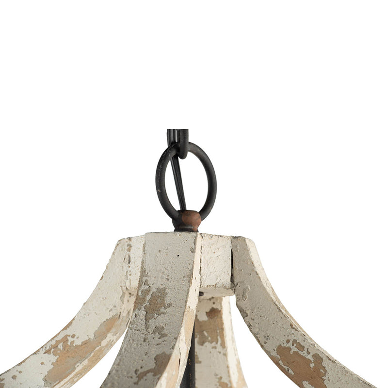 A&B Home Bundle of 9 Andreas Winged 18" x 27" 4-Light Distressed White Wooden Chandelier With Metal Corner Brackets