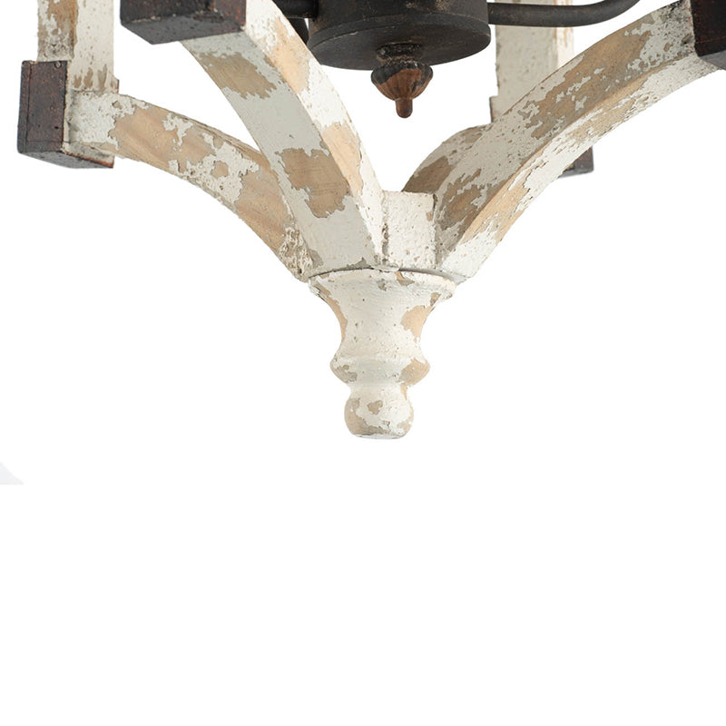 A&B Home Bundle of 9 Andreas Winged 18" x 27" 4-Light Distressed White Wooden Chandelier With Metal Corner Brackets