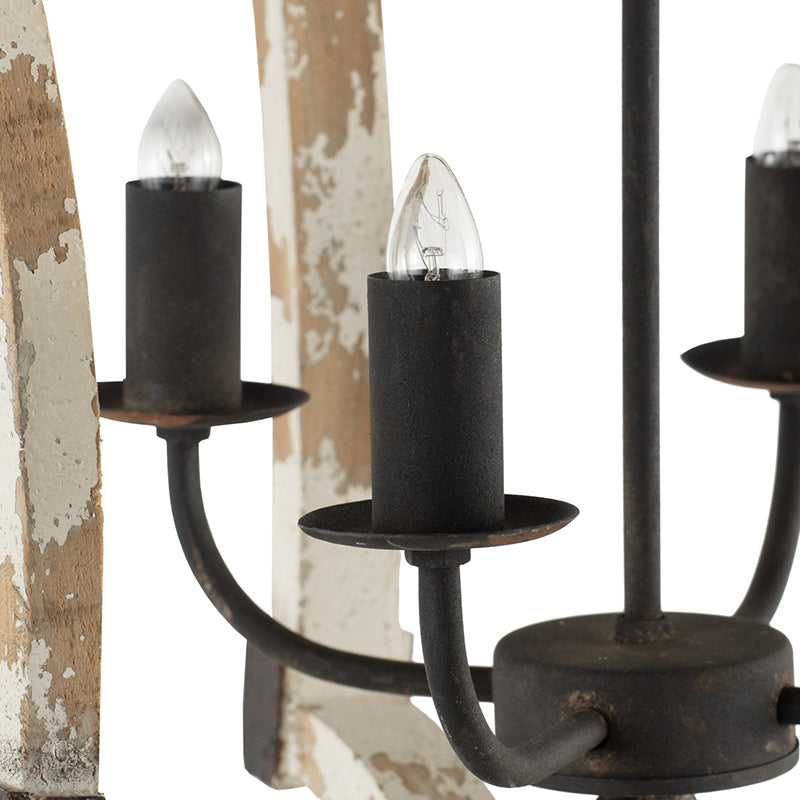A&B Home Bundle of 9 Andreas Winged 18" x 27" 4-Light Distressed White Wooden Chandelier With Metal Corner Brackets