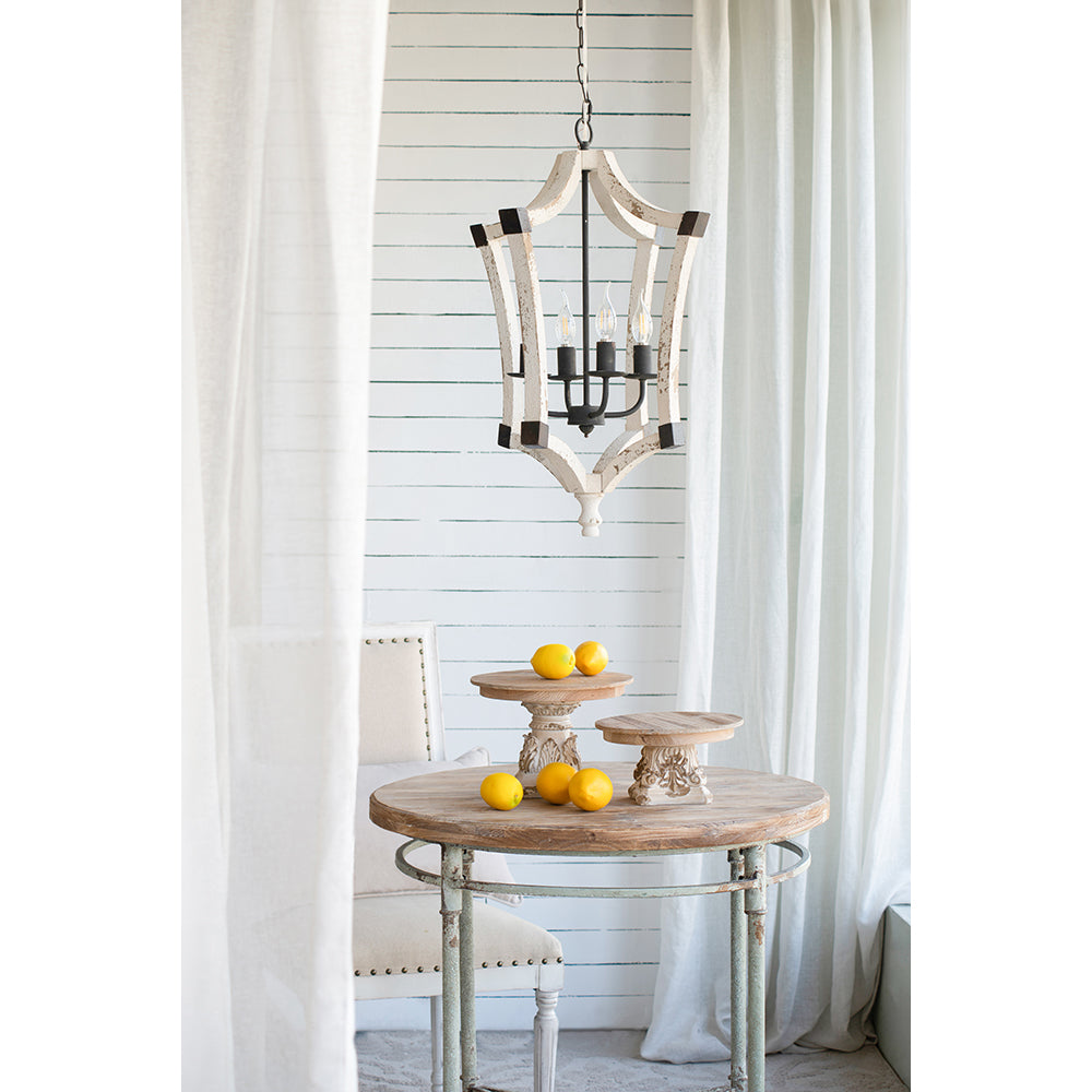 A&B Home Bundle of 9 Andreas Winged 18" x 27" 4-Light Distressed White Wooden Chandelier With Metal Corner Brackets