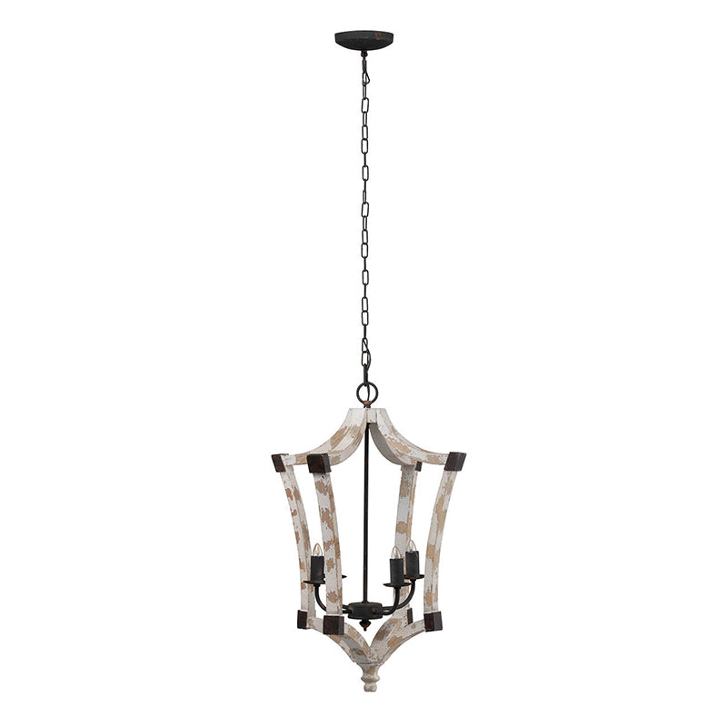 A&B Home Bundle of 9 Andreas Winged 18" x 27" 4-Light Distressed White Wooden Chandelier With Metal Corner Brackets