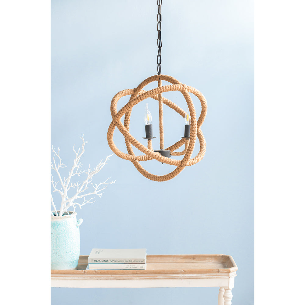 A&B Home Bundle of 9 Cade 19" x 21" 3-Light Roped Chandelier With Black Metal Frame