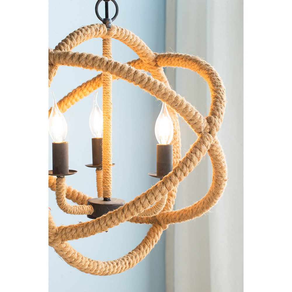 A&B Home Bundle of 9 Cade 19" x 21" 3-Light Roped Chandelier With Black Metal Frame