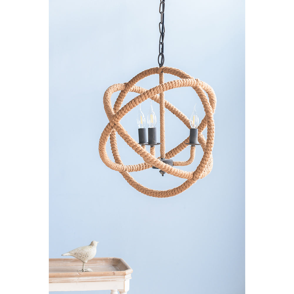 A&B Home Bundle of 9 Cade 19" x 21" 3-Light Roped Chandelier With Black Metal Frame