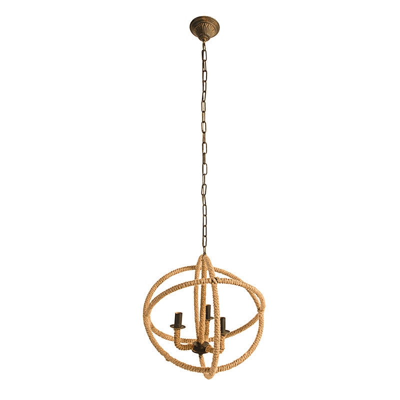A&B Home Bundle of 9 Cade 19" x 21" 3-Light Roped Chandelier With Black Metal Frame