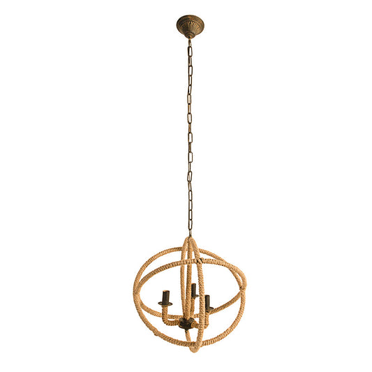 A&B Home Bundle of 9 Cade 19" x 21" 3-Light Roped Chandelier With Black Metal Frame