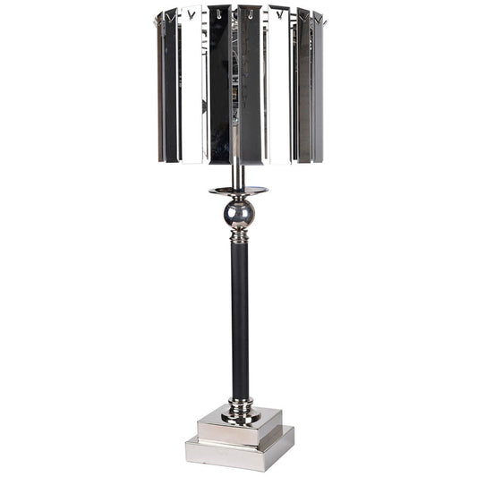 A&B Home Cabrini 13" x 33" Bundle of 8 Smoked Glass Shade With Polished Nickel Body and Base Table Lamp