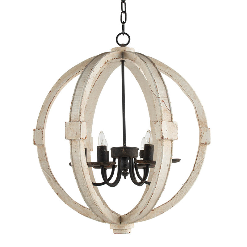 A&B Home Calder 22" x 28" Bundle of 5 6-Light Distressed White Wooden Chandelier