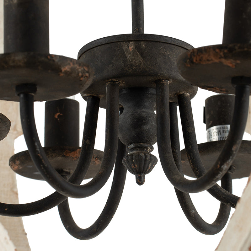 A&B Home Calder 22" x 28" Bundle of 5 6-Light Distressed White Wooden Chandelier