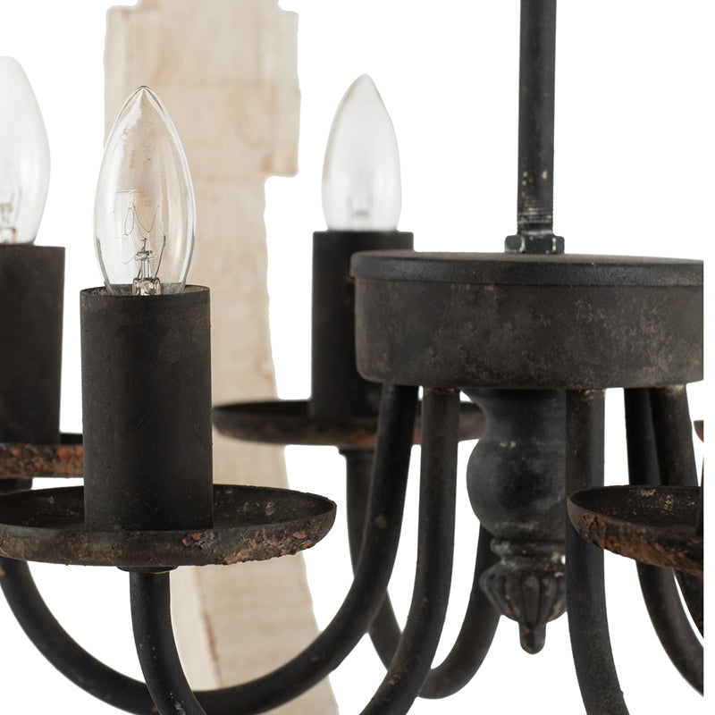A&B Home Calder 22" x 28" Bundle of 5 6-Light Distressed White Wooden Chandelier
