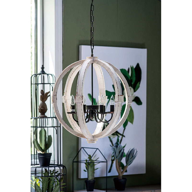 A&B Home Calder 22" x 28" Bundle of 5 6-Light Distressed White Wooden Chandelier
