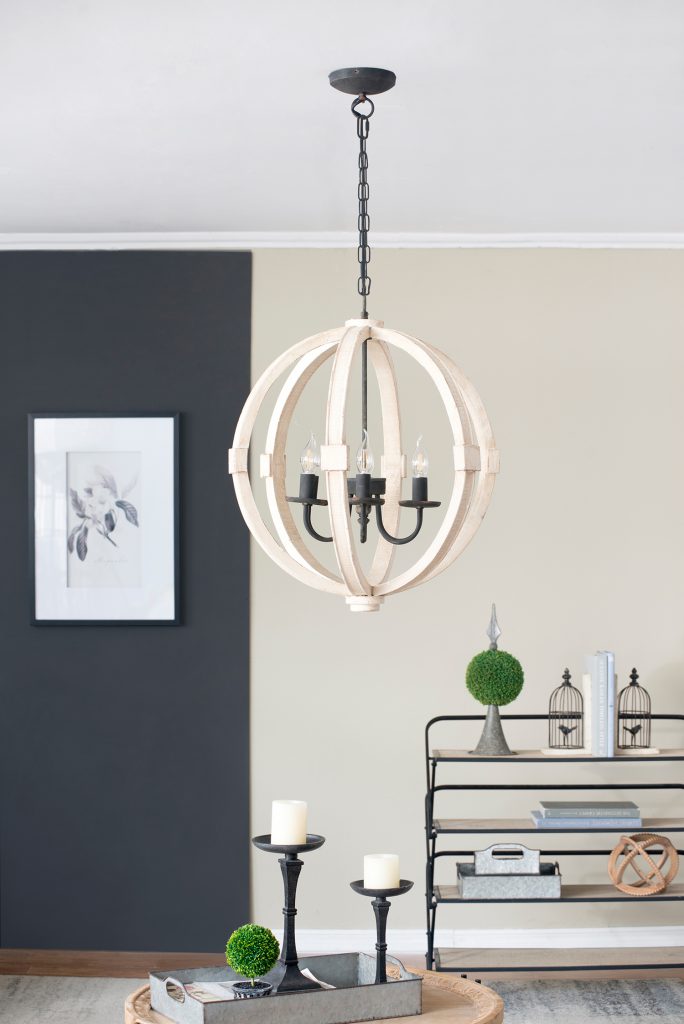 A&B Home Calder 22" x 28" Bundle of 5 6-Light Distressed White Wooden Chandelier