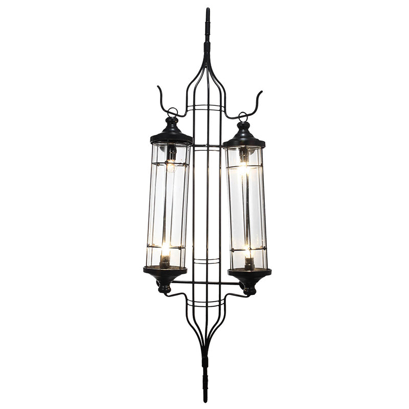 A&B Home Carriage 19" x 60" Bundle of 7 Glass and Bronze Metal Lantern Wall Sconce