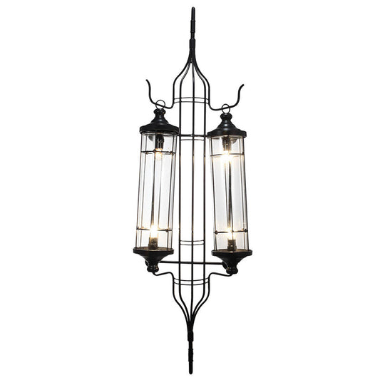 A&B Home Carriage 19" x 60" Bundle of 7 Glass and Bronze Metal Lantern Wall Sconce