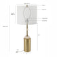 A&B Home Dervani 13" x 32" Bundle of 11 White Alabaster and Gold Metal Frame Table Lamp With White Drum Shade