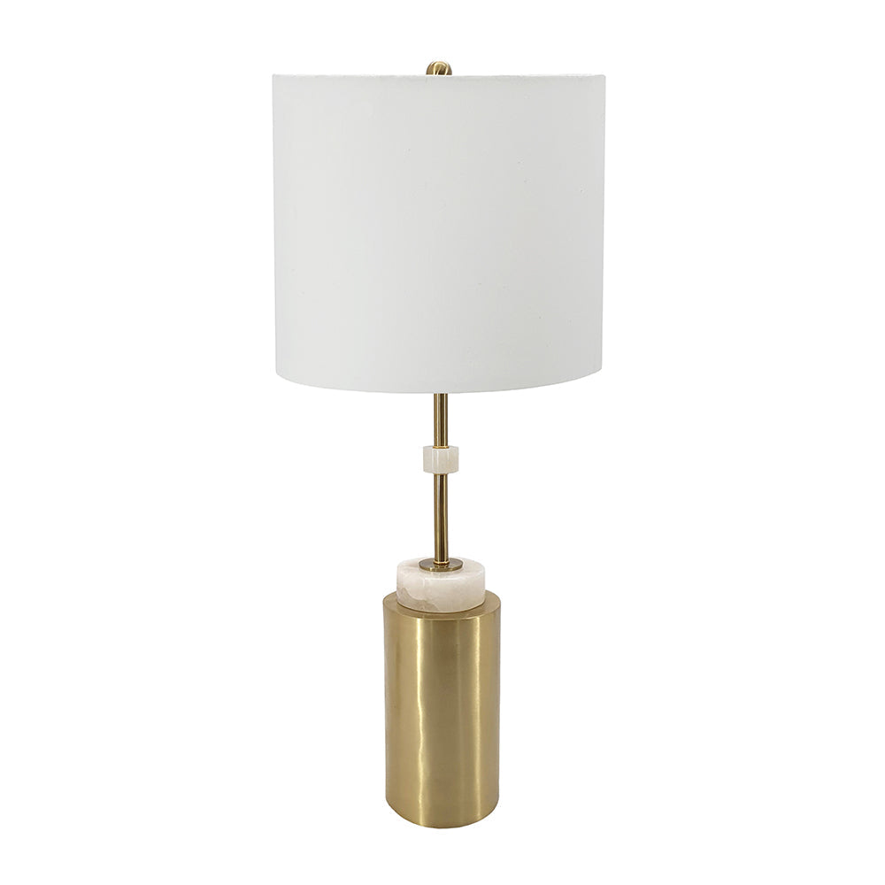 A&B Home Dervani 13" x 32" Bundle of 11 White Alabaster and Gold Metal Frame Table Lamp With White Drum Shade