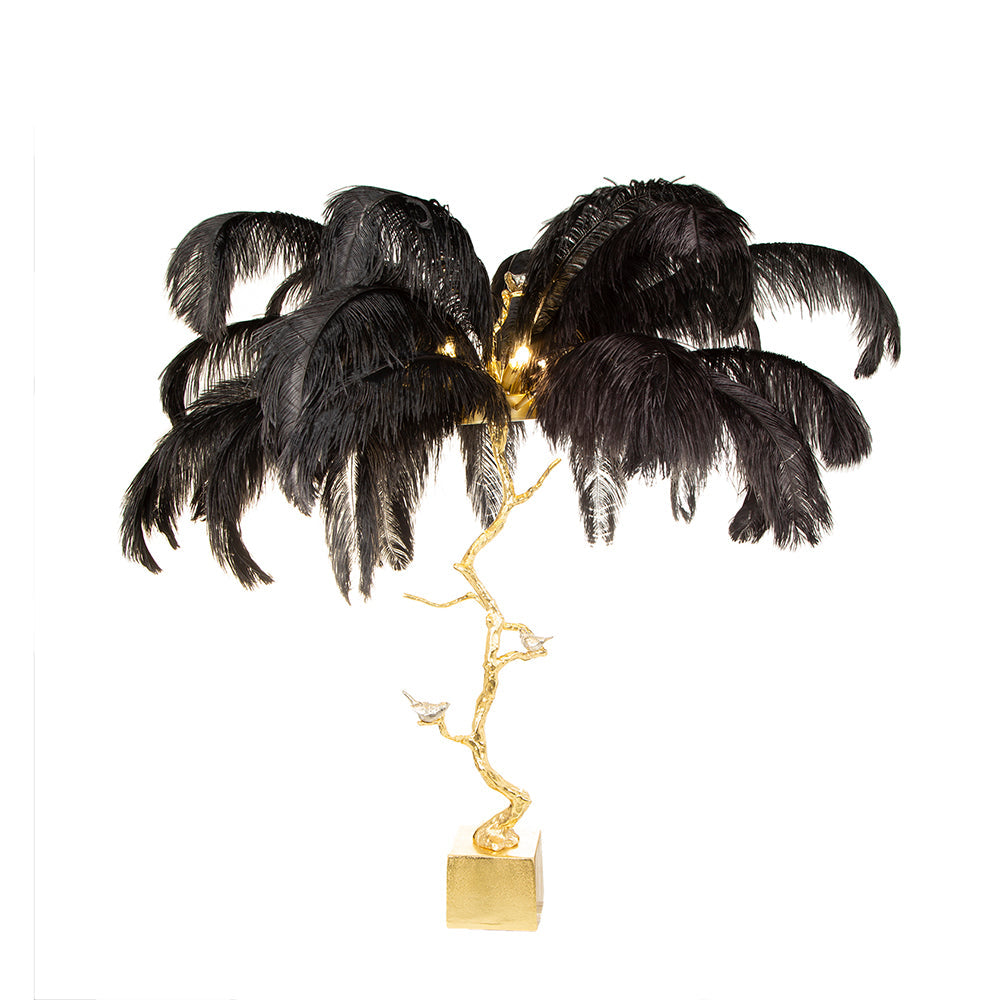 A&B Home Dita 51" x 43" Bundle of 2 Black Feather Shade and Gold Tree Branch Base Table Lamp