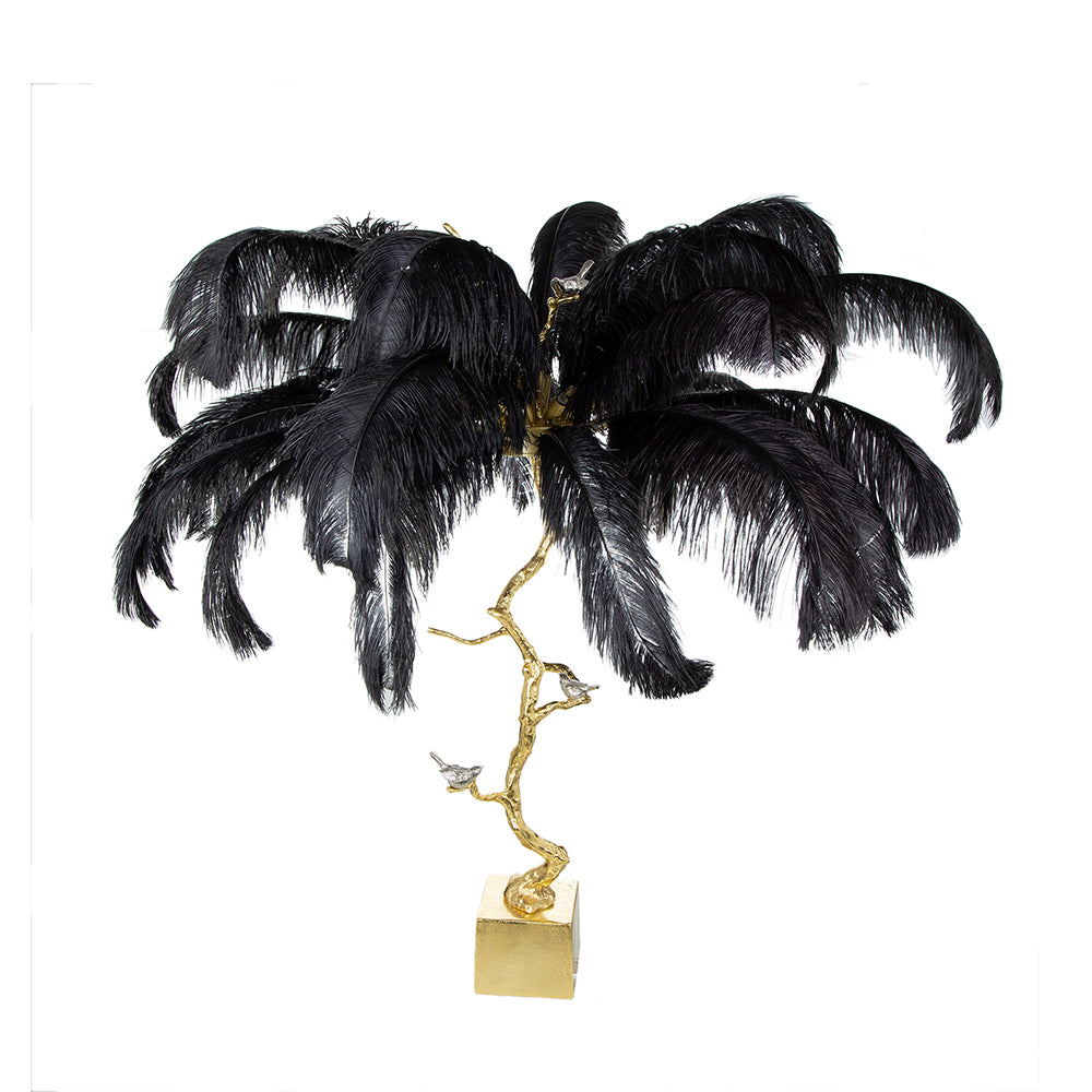 A&B Home Dita 51" x 43" Bundle of 2 Black Feather Shade and Gold Tree Branch Base Table Lamp