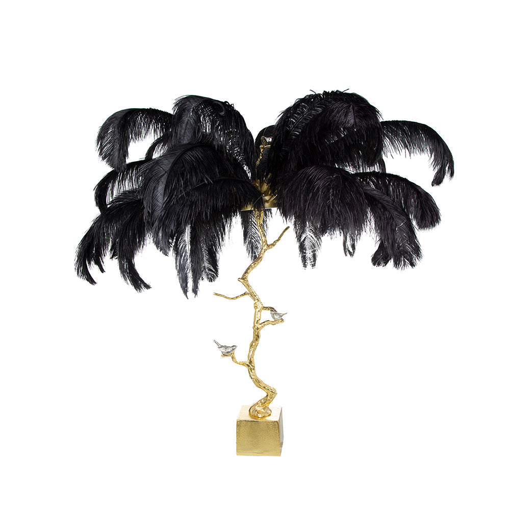 A&B Home Dita 51" x 43" Bundle of 2 Black Feather Shade and Gold Tree Branch Base Table Lamp