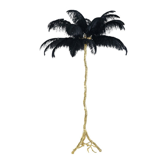 A&B Home Dita 51" x 82" Black Feather and Gold Tree Branch Floor Lamp