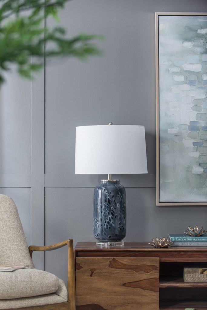 A&B Home Ellis 17" x 28" Bundle of 6 Blue Glass Table Lamp