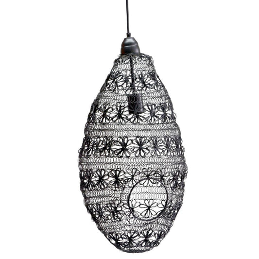 A&B Home Florence 10" x 22" Black Wire Weave Pendant Lighting