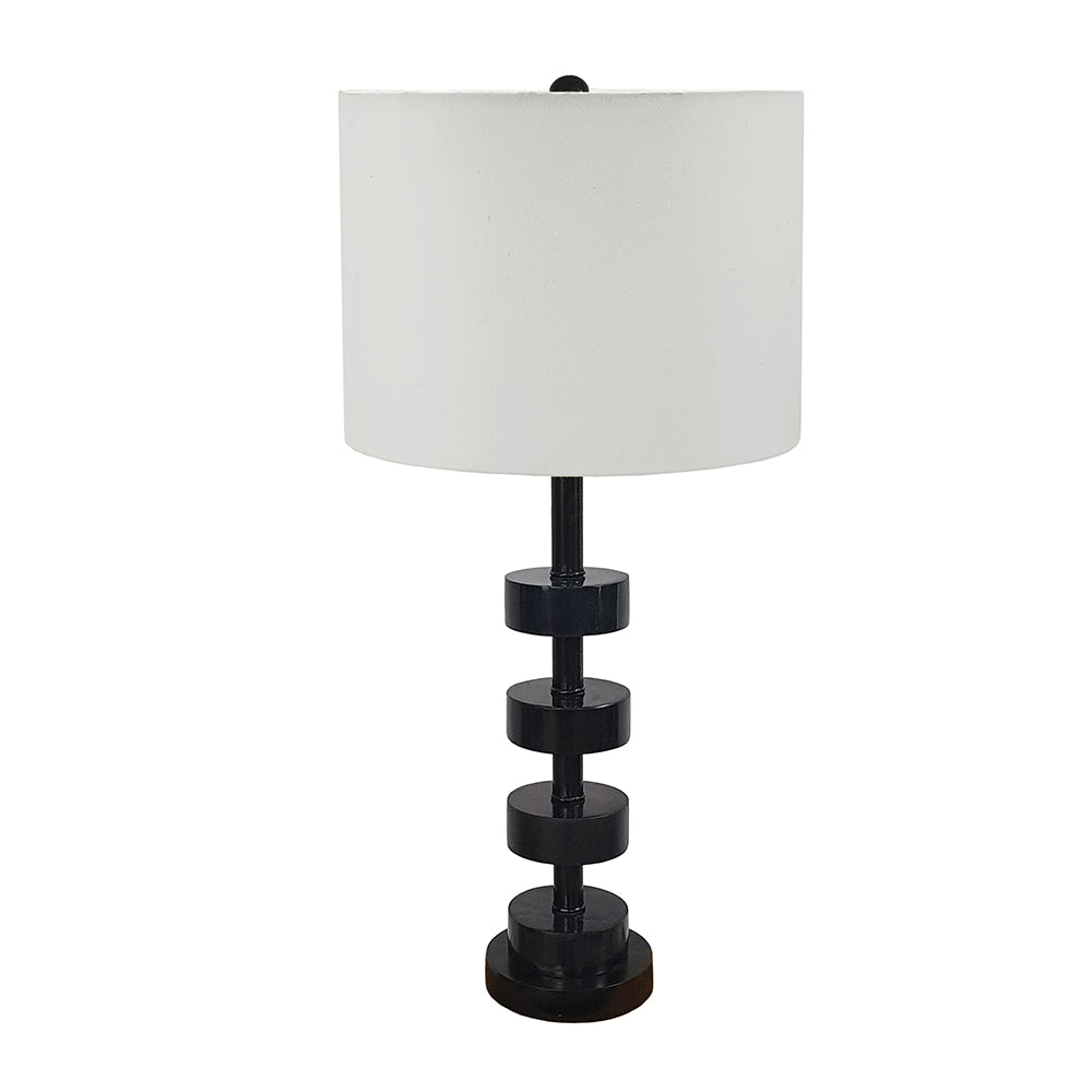 A&B Home Fonrosa 13" x 28" Bundle of 12 Black Marble With Brass Metal Frame Table Lamp With White Drum Shade