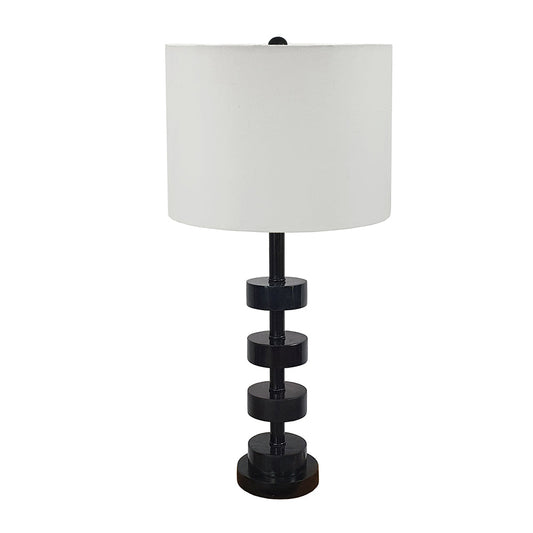 A&B Home Fonrosa 13" x 28" Bundle of 12 Black Marble With Brass Metal Frame Table Lamp With White Drum Shade