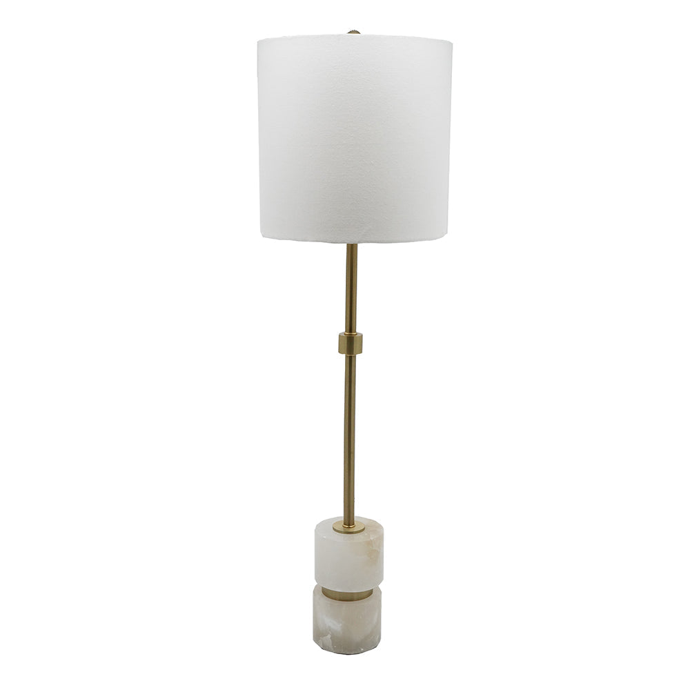 A&B Home Ipori 10" x 34" Bundle of 15 White Alabaster and Gold Metal Buffet Lamp With Drum Shade