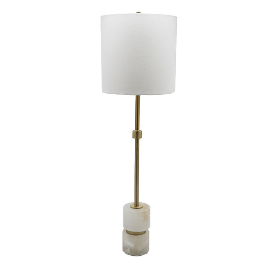A&B Home Ipori 10" x 34" Bundle of 15 White Alabaster and Gold Metal Buffet Lamp With Drum Shade
