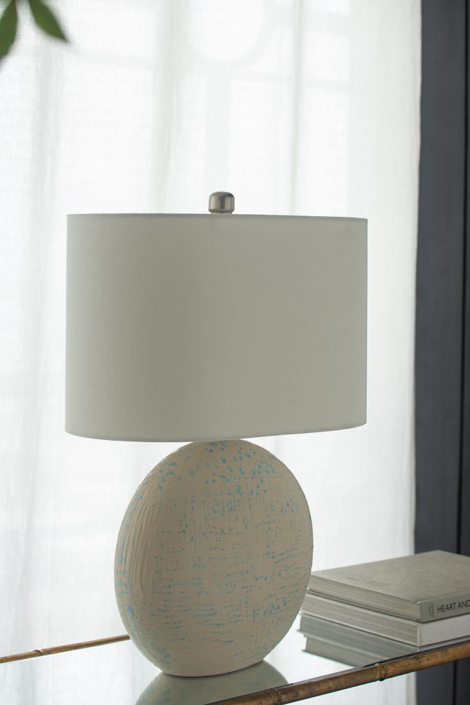 A&B Home Jerrod 16" x 23" Bundle of 18 Ivory and Blue Round Ceramic Table Lamp