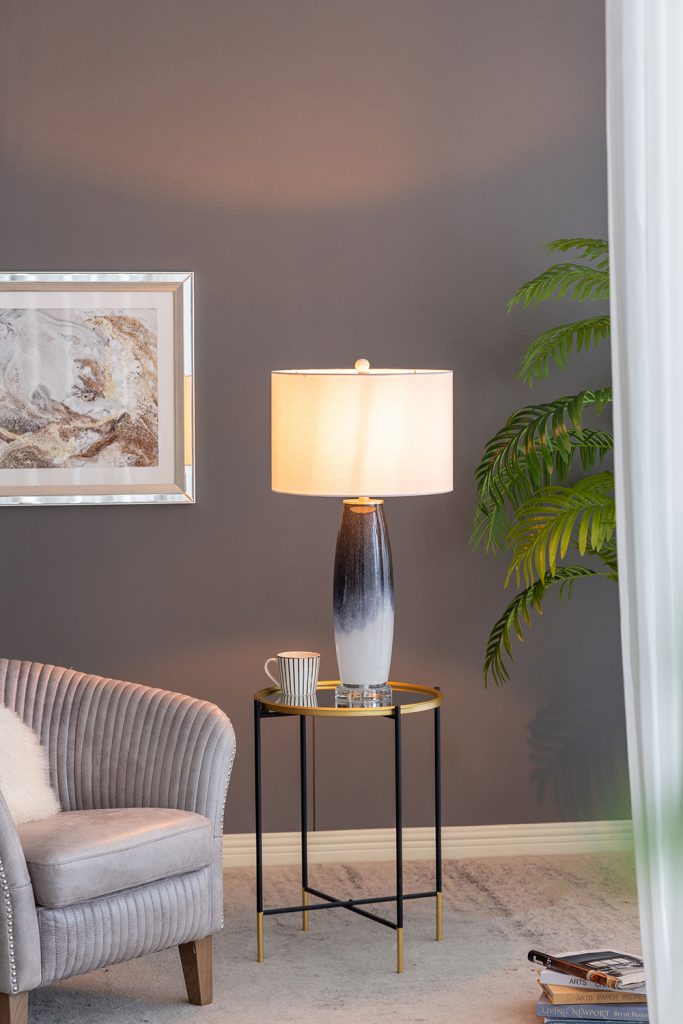 A&B Home Lancey 14" x 28" Bundle of 16 Ombre Gray and White Art Glass Table Lamp