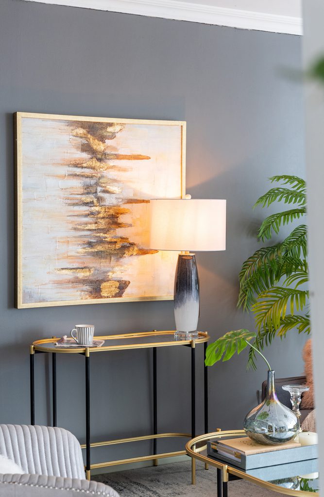 A&B Home Lancey 14" x 28" Bundle of 16 Ombre Gray and White Art Glass Table Lamp