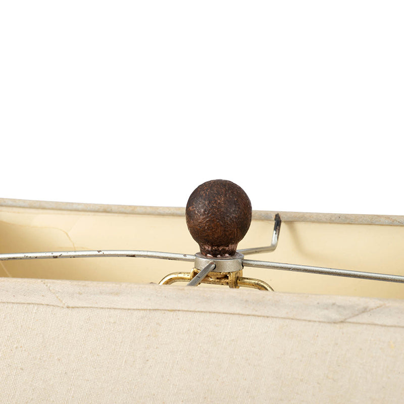 A&B Home Percival 15" x 26" Brown Round Laurel Wreath Crowned Table Lamp With Beige Rectangular Shade