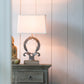 A&B Home Percival 15" x 26" Brown Round Laurel Wreath Crowned Table Lamp With Beige Rectangular Shade
