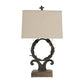 A&B Home Percival 15" x 26" Brown Round Laurel Wreath Crowned Table Lamp With Beige Rectangular Shade