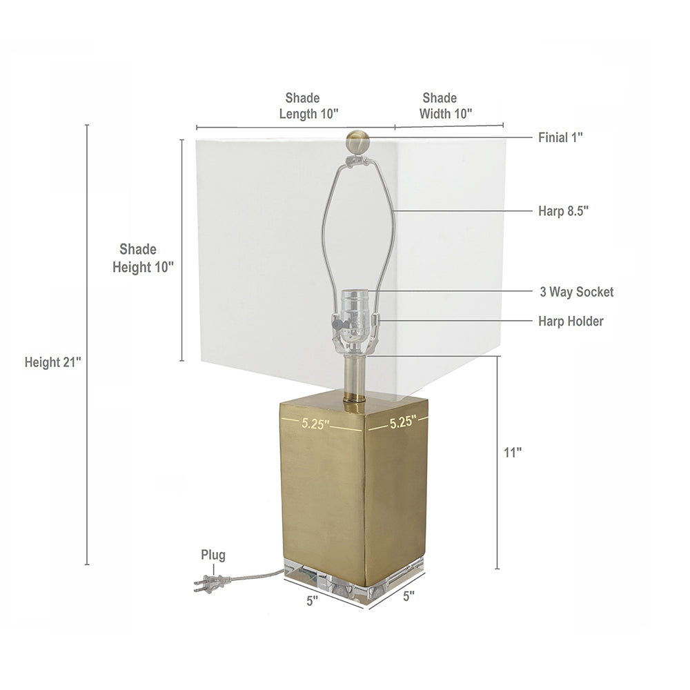 A&B Home Phosephro 10" x 21" Bundle of 20 Gold Rectangular Metal Base Table Lamp With White Square-Shaped Shade