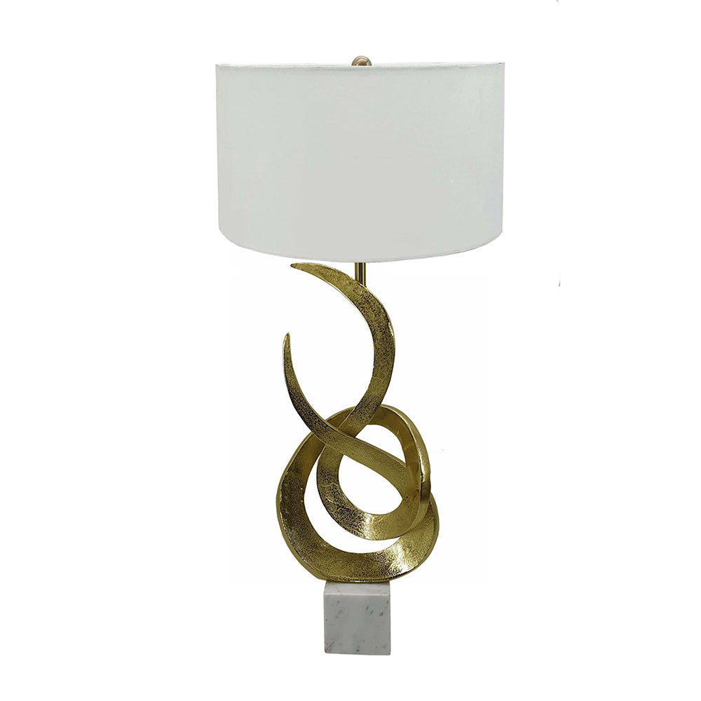 A&B Home Saga 15" x 32" Bundle of 12 Marble Base and Gold Aluminum Sculptured Table Lamp With White Drum Shade