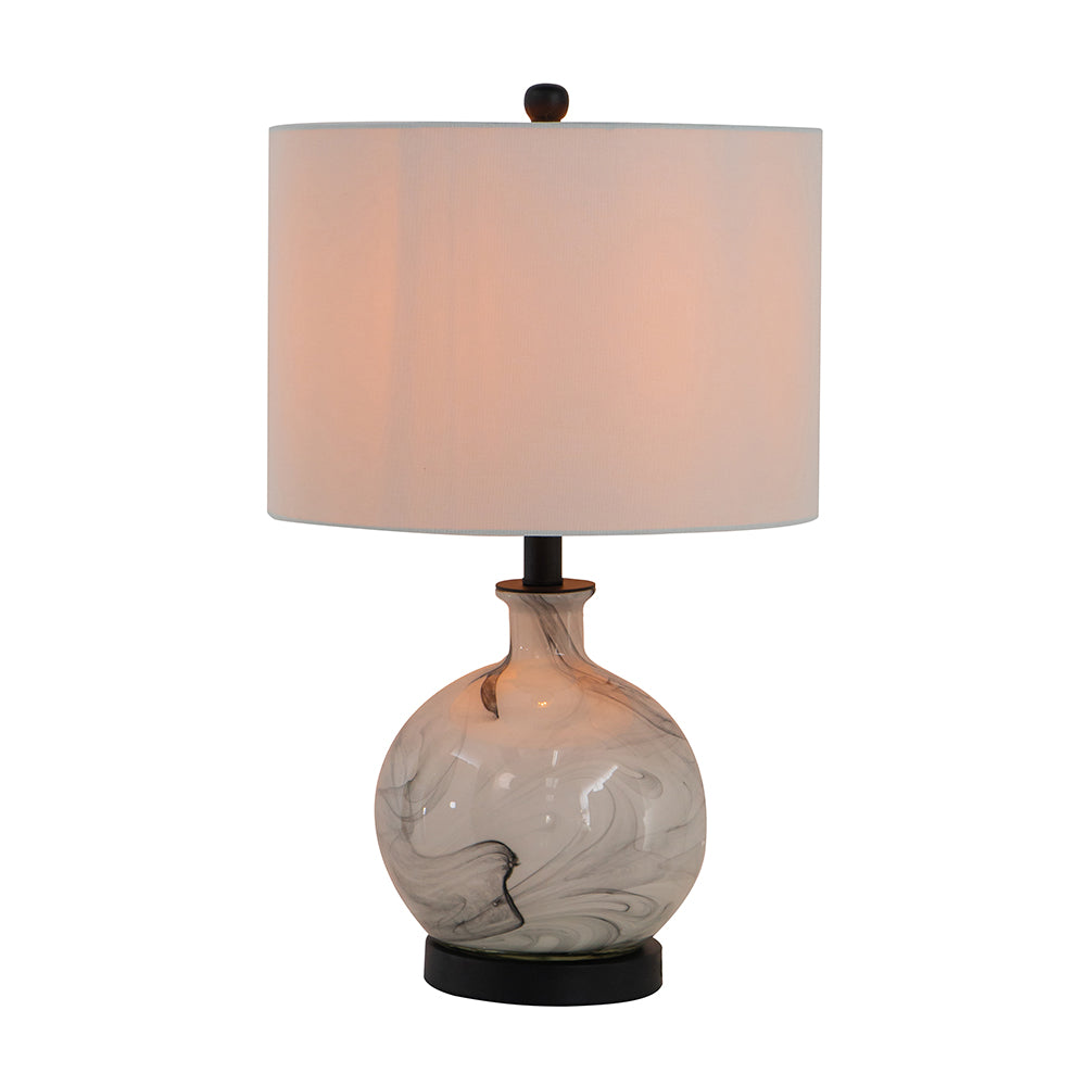 A&B Home Sarris 14" x 23" Bundle of 10 Round White and Gray Swirl Glass Table Lamp With White Drum Shade