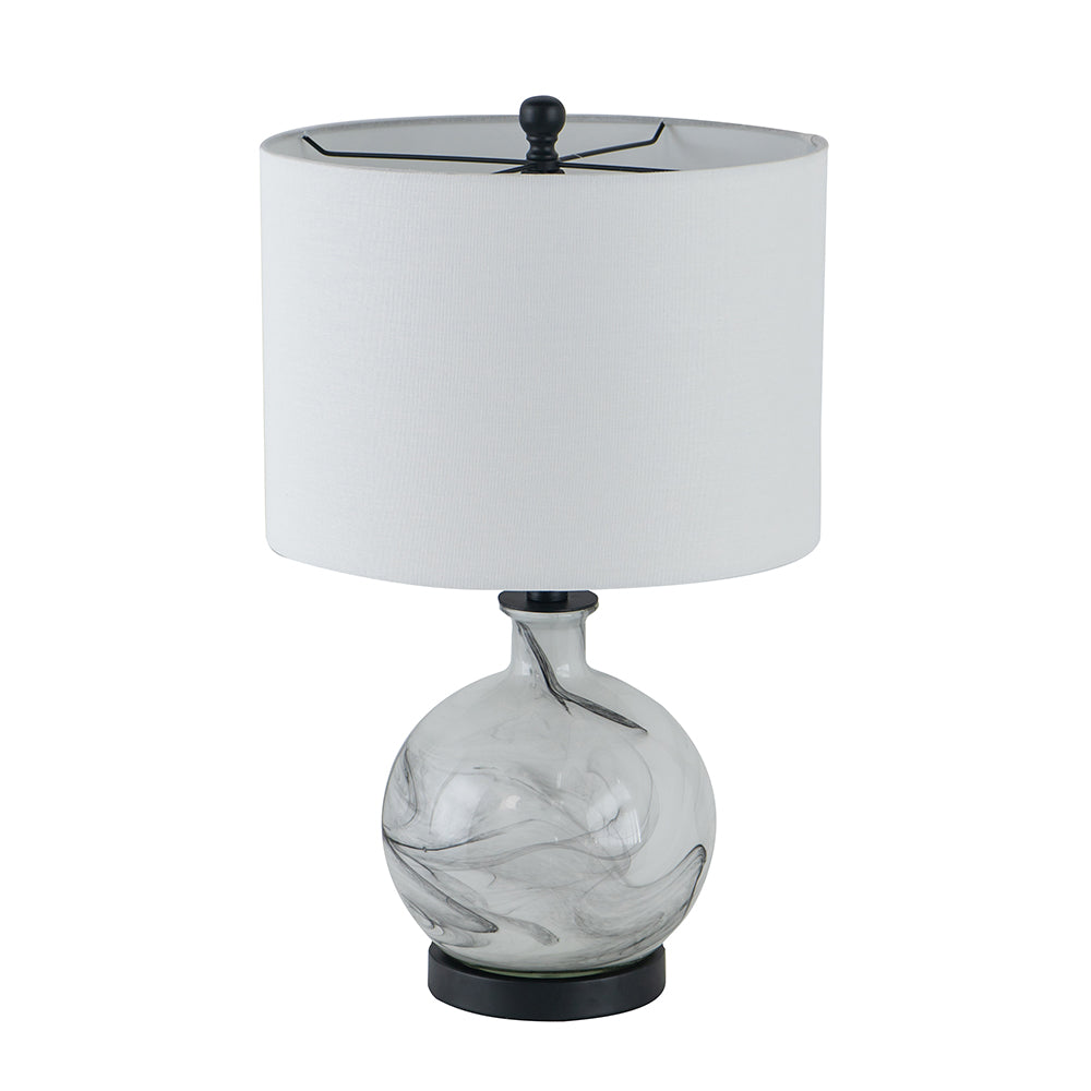 A&B Home Sarris 14" x 23" Bundle of 10 Round White and Gray Swirl Glass Table Lamp With White Drum Shade