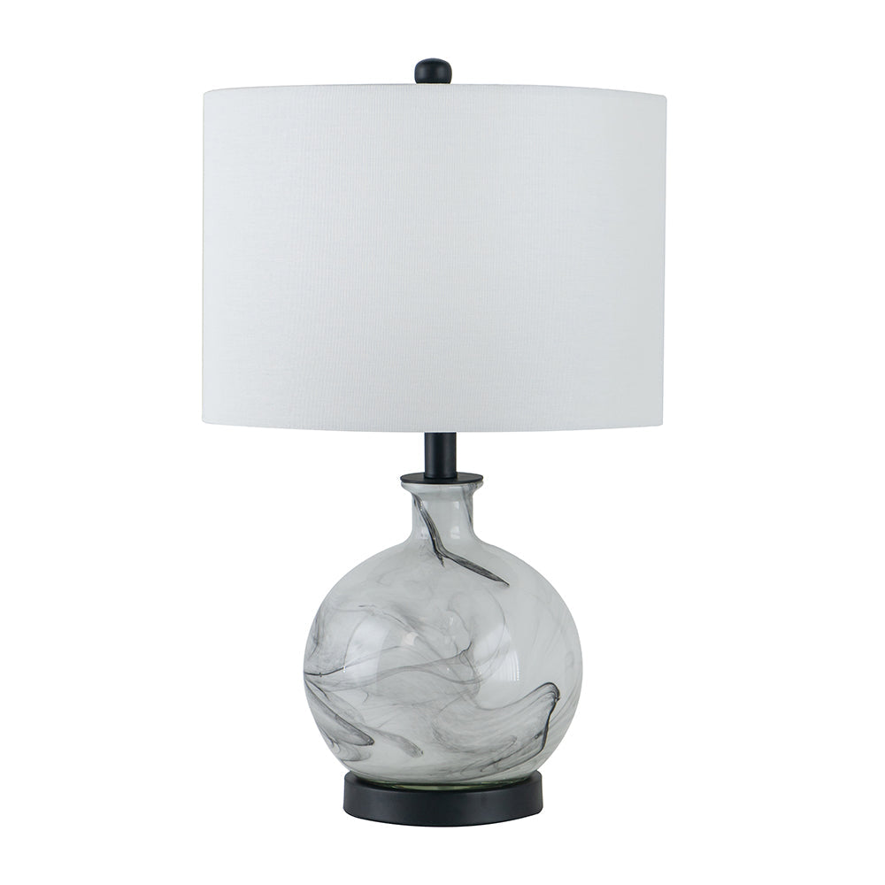 A&B Home Sarris 14" x 23" Bundle of 10 Round White and Gray Swirl Glass Table Lamp With White Drum Shade