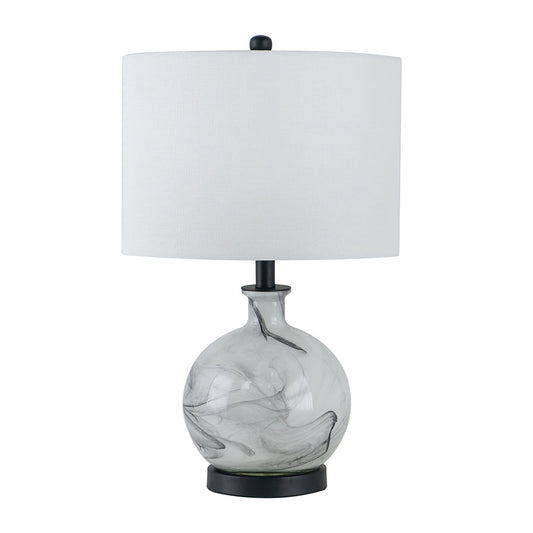A&B Home Sarris 14" x 23" Bundle of 10 Round White and Gray Swirl Glass Table Lamp With White Drum Shade