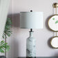 A&B Home Sarris 14" x 29" Bundle of 15 Tall Gray & White Swirl Glass Table Lamp With Linen Shade and Black Metal Base