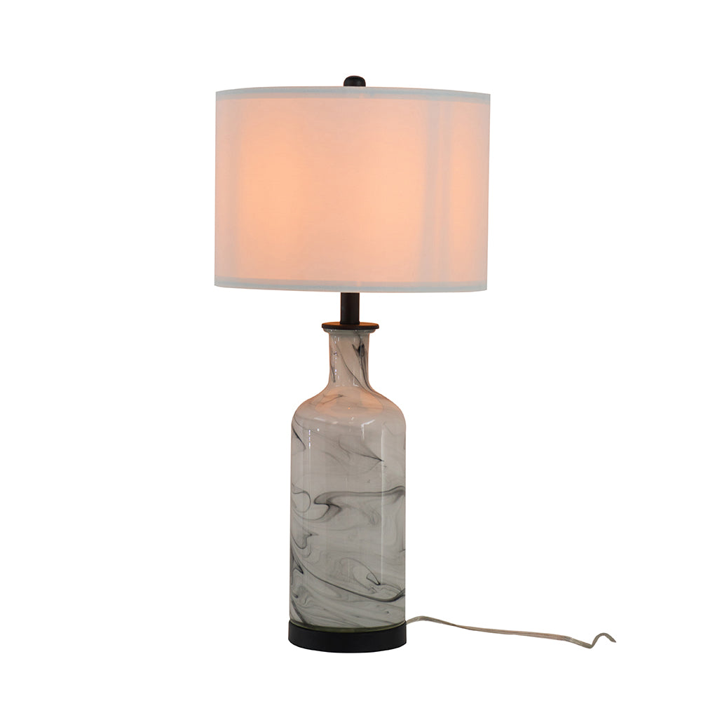 A&B Home Sarris 14" x 29" Bundle of 15 Tall Gray & White Swirl Glass Table Lamp With Linen Shade and Black Metal Base