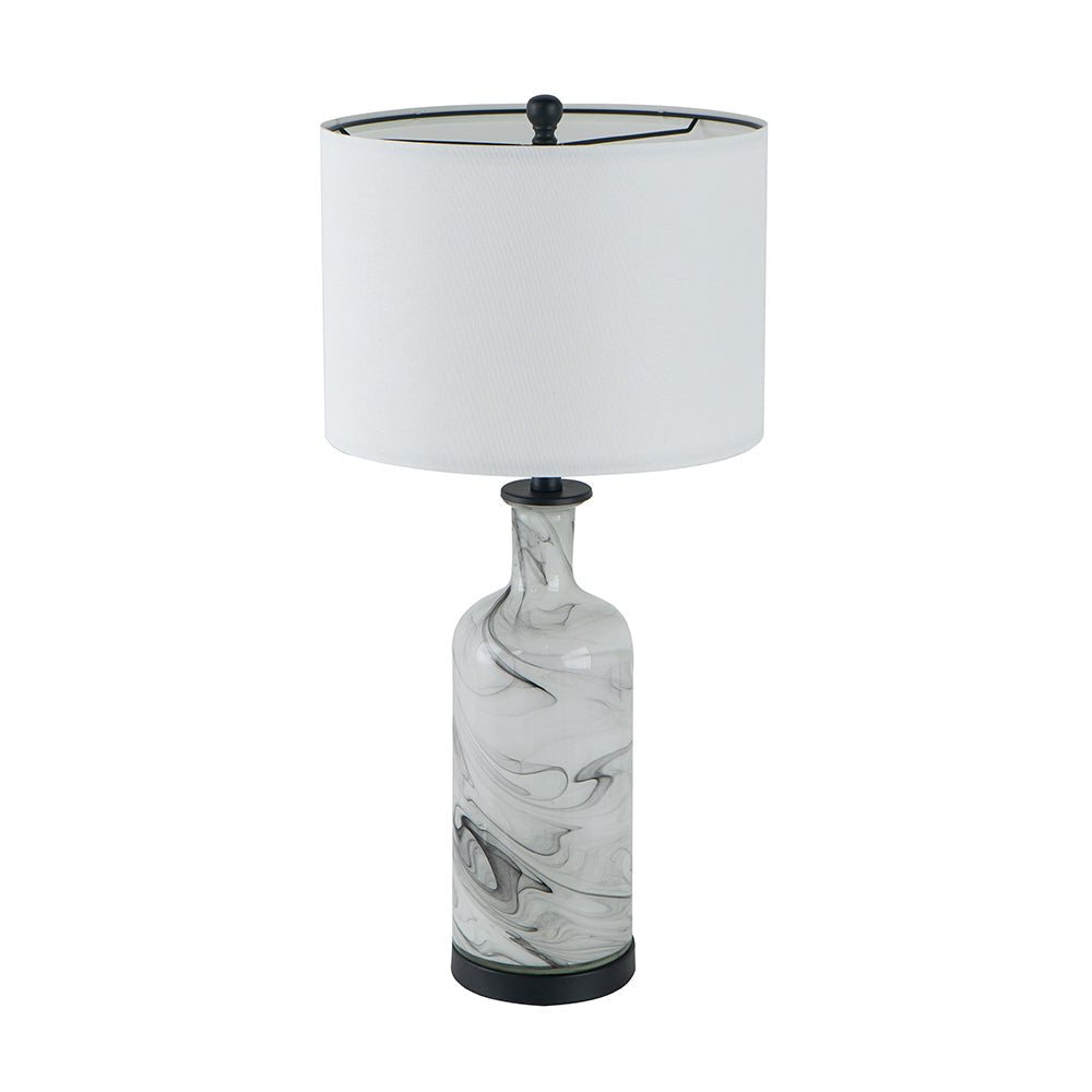 A&B Home Sarris 14" x 29" Bundle of 15 Tall Gray & White Swirl Glass Table Lamp With Linen Shade and Black Metal Base